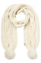 Ugg Australia Wool Blend Scarf With Sheepskin Pom-poms