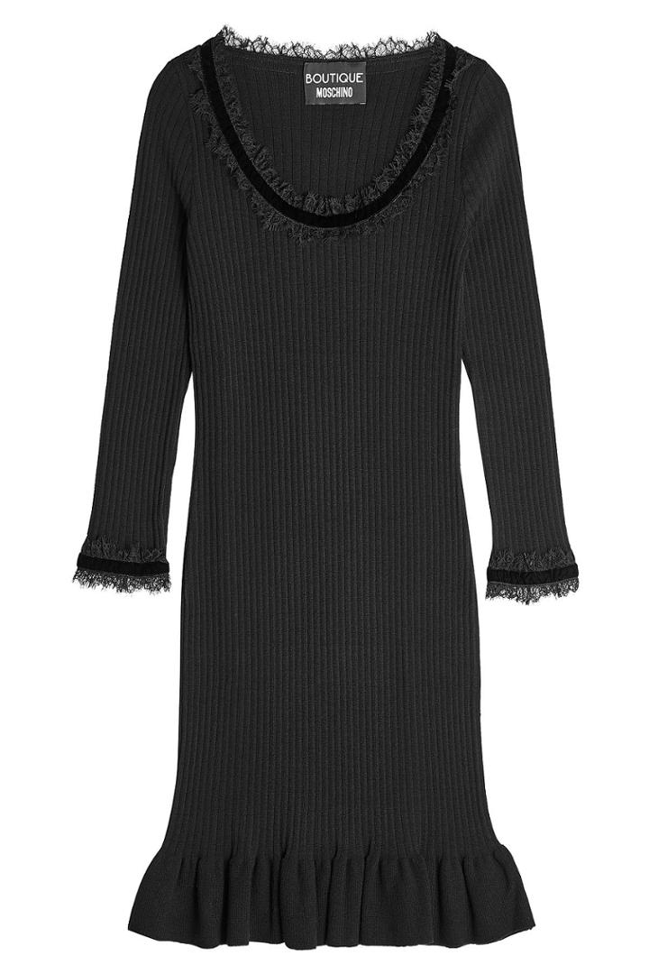 Boutique Moschino Boutique Moschino Ribbed Dress With Lace