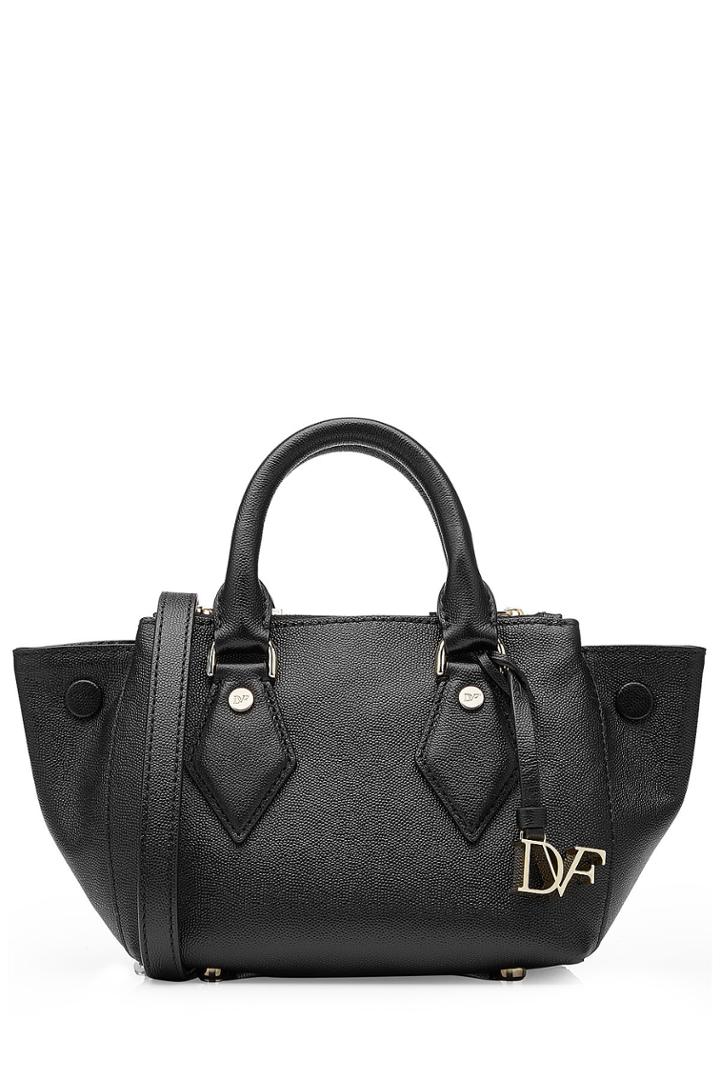 Diane Von Furstenberg Diane Von Furstenberg Mini Voyage Double Zip Satchel Leather Tote - Black
