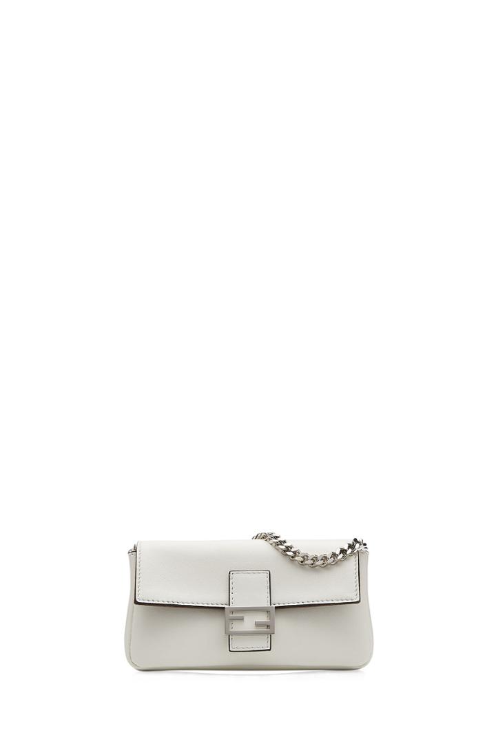 Fendi Fendi Micro Baguette Leather Shoulder Bag - White