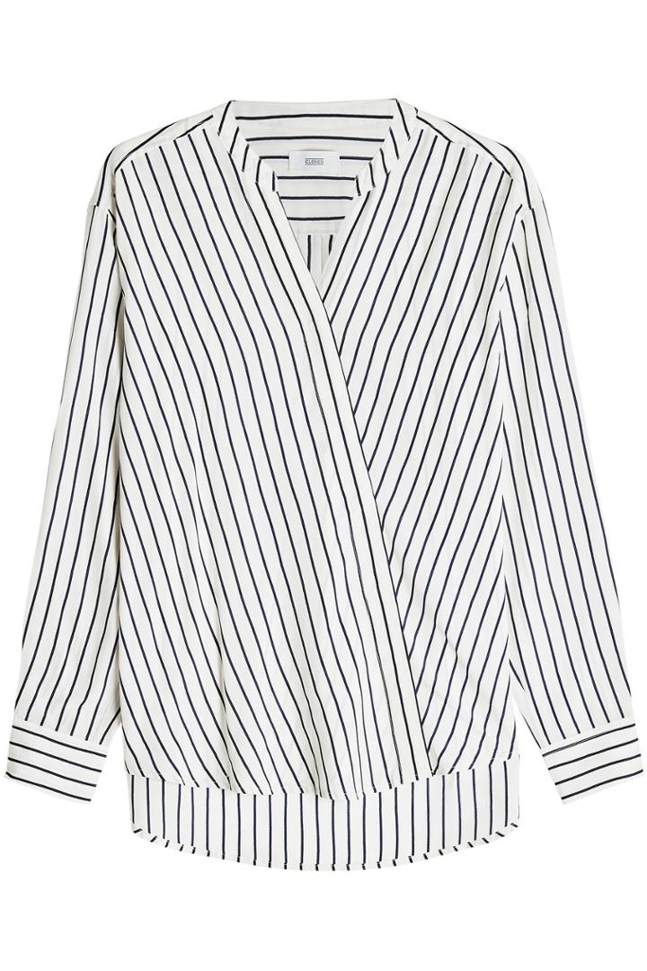 Closed Closed Striped Wrap Blouse With Silk