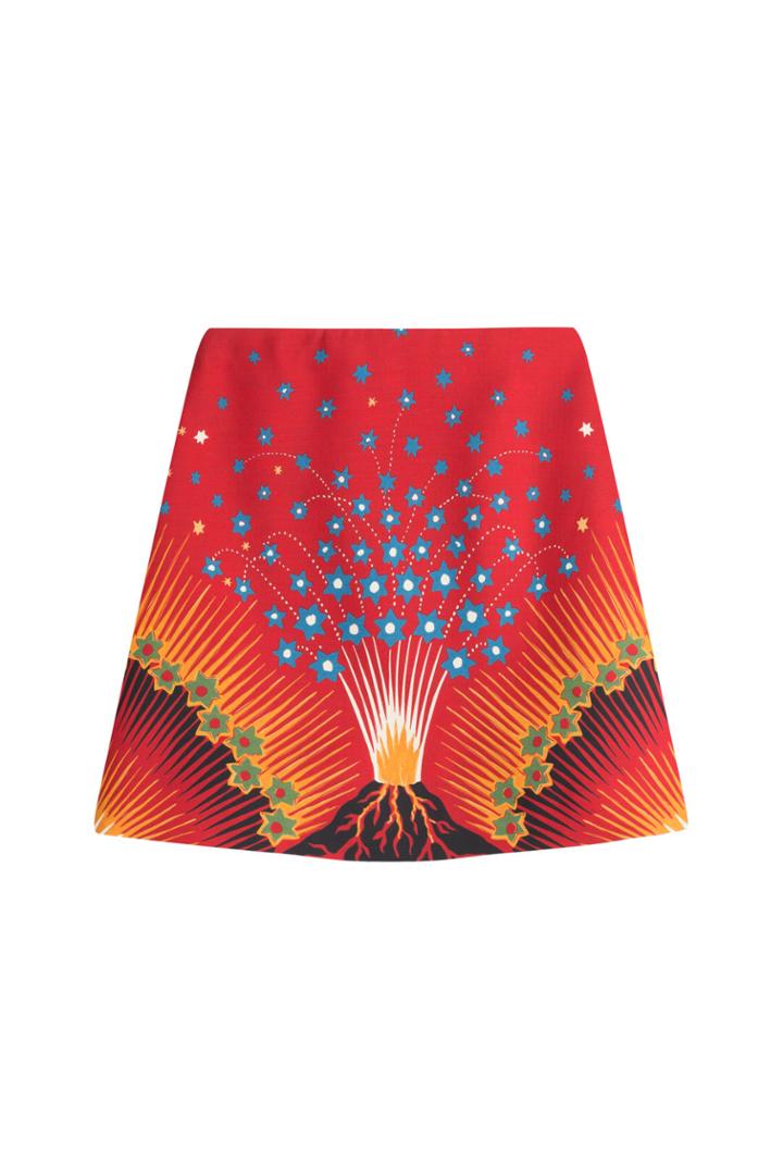 Valentino Valentino Volcano Mini Skirt With Virgin Wool And Silk - Multicolored