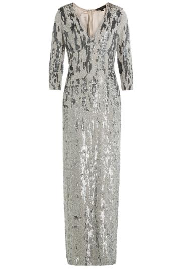 Jenny Packham Jenny Packham Embellished Silk Gown - Silver