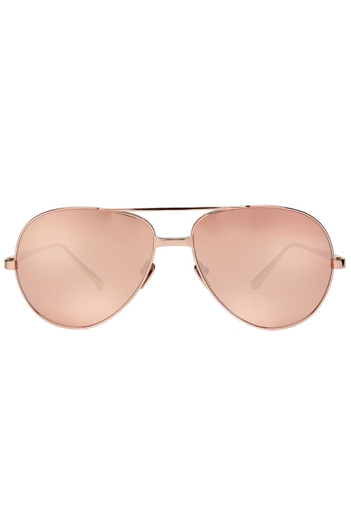 Linda Farrow Linda Farrow Gold Plated Aviator Sunglasses - Gold