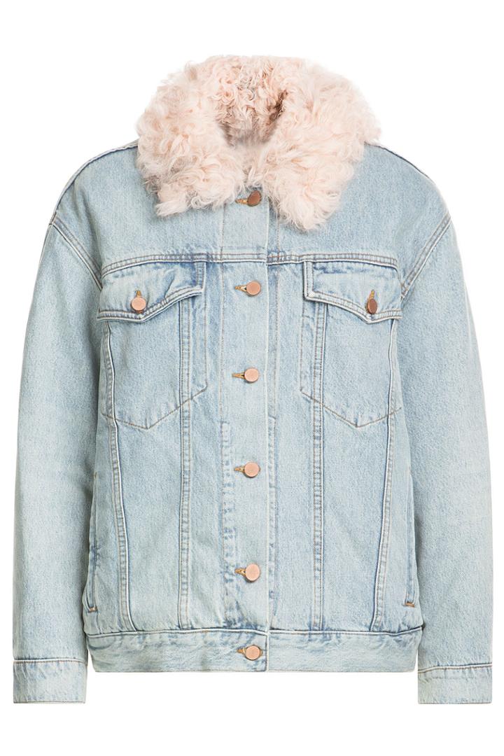 Alexander Wang Alexander Wang Denim Jacket With Shearling Collar - Blue