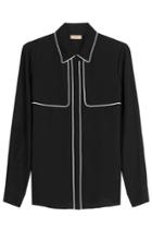 Burberry London Burberry London Mulberry Silk Blouse With Contrast Piping