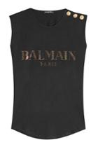 Balmain Balmain Embellished Cotton Tank With Embossed Buttons