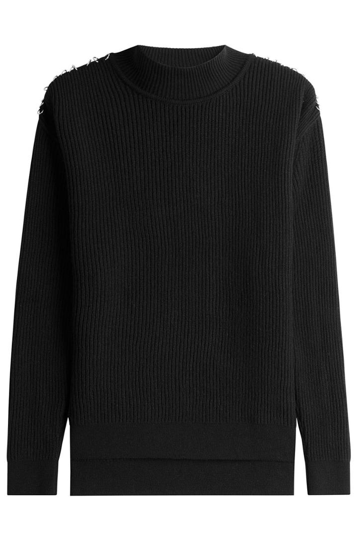 Mugler Mugler Wool Pullover With Metallic Detail On Shoulders