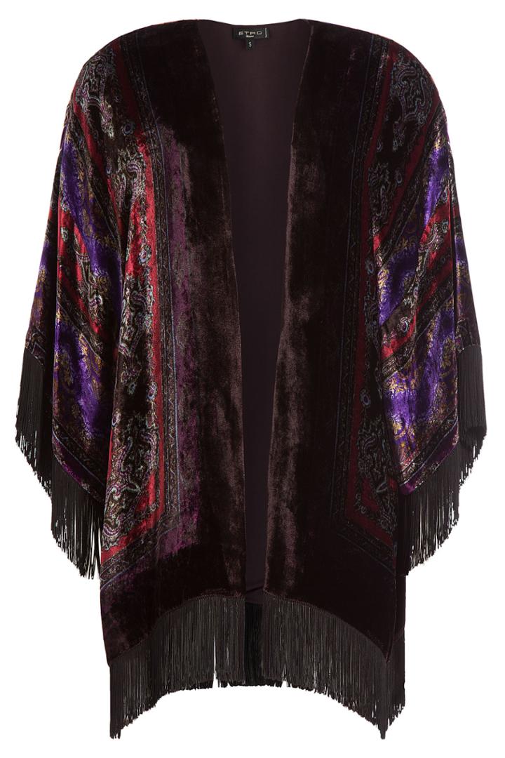 Etro Etro Velvet Cape With Fringe - Multicolor