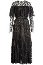 Elie Saab Elie Saab Lace Dress With Leather Belt - Black