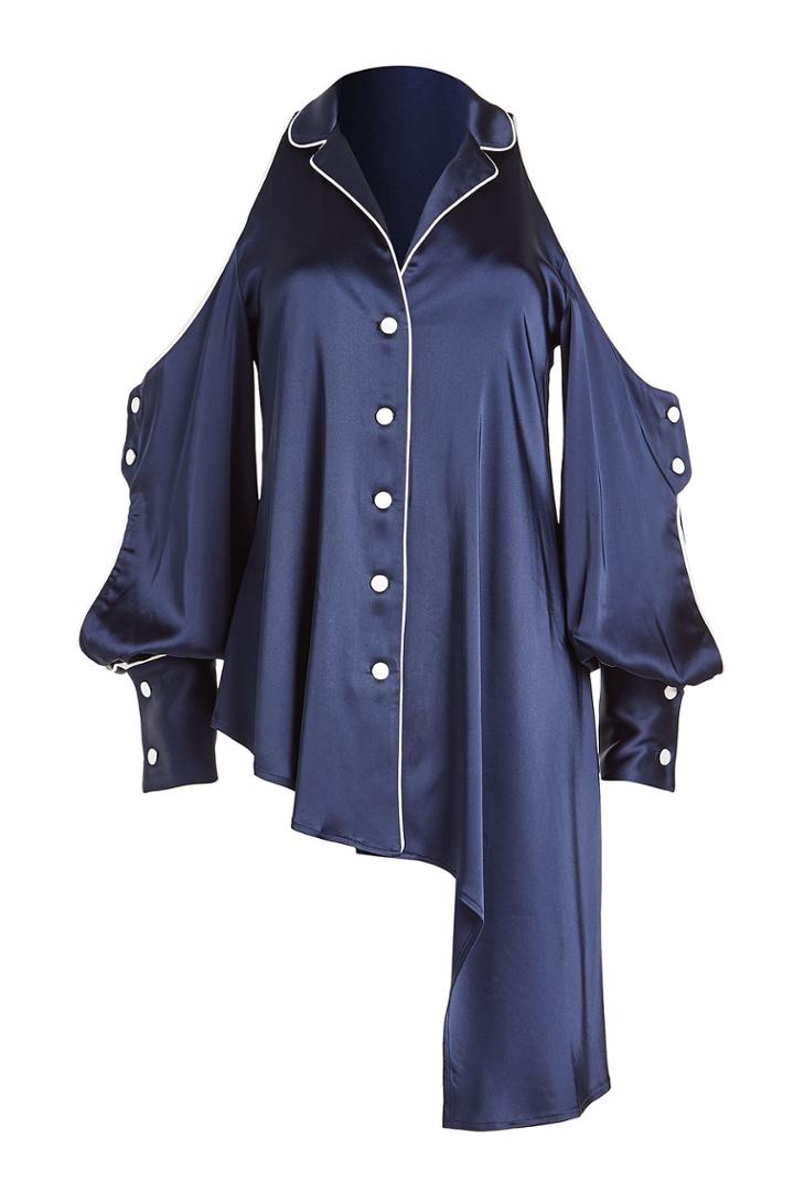 Jonathan Simkhai Jonathan Simkhai Satin Cold Shoulder Blouse