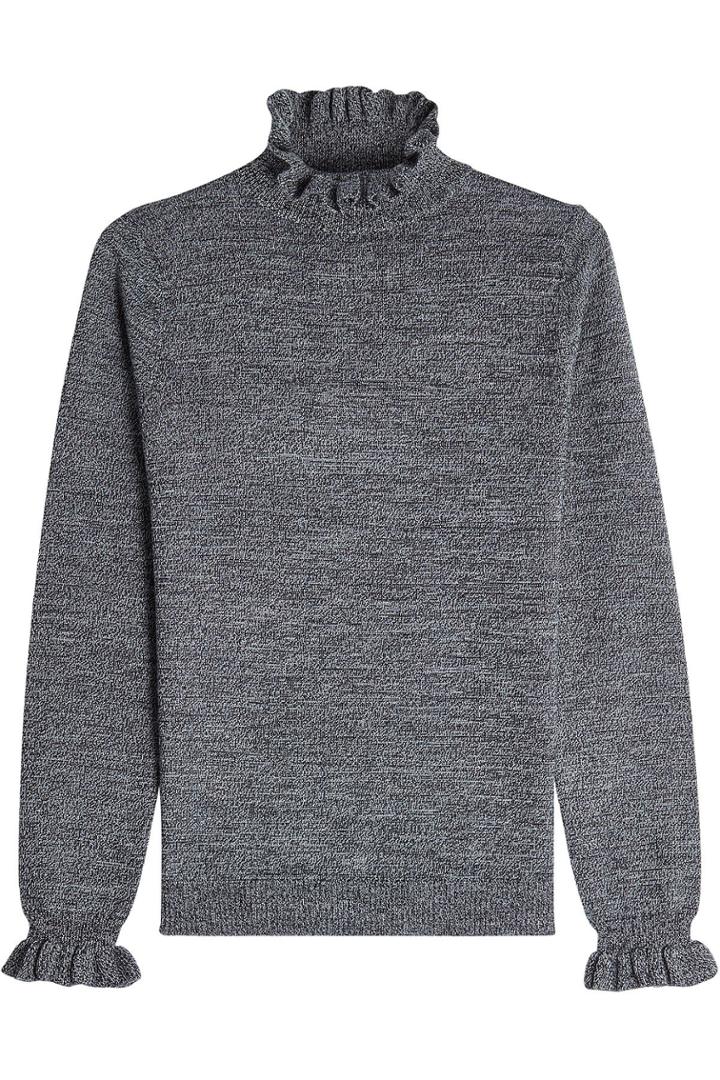 Shrimps Shrimps Wool Turtleneck Pullover With Ruffles