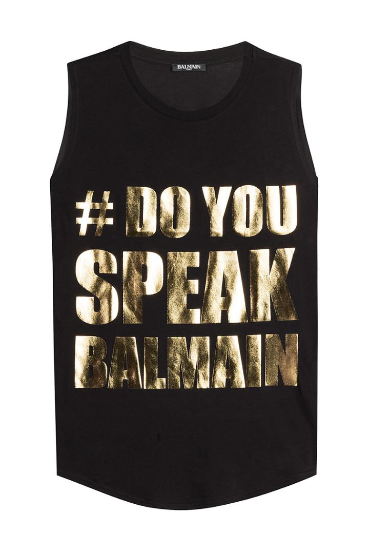 Balmain Balmain Printed Cotton Tank - Black