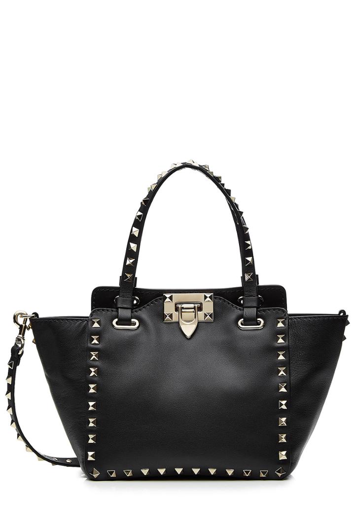 Valentino Valentino Mini Leather Rockstud Tote - Black