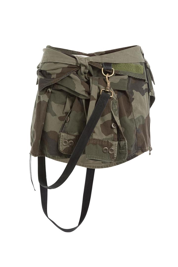 Faith Connexion Faith Connexion Cotton Camo Print Skirt With Suspenders - Green