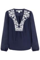 Diane Von Furstenberg Diane Von Furstenberg Embroidered Silk Long Sleeve Top