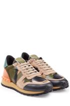 Valentino Valentino Rockstud Leather And Suede Sneakers - Multicolor