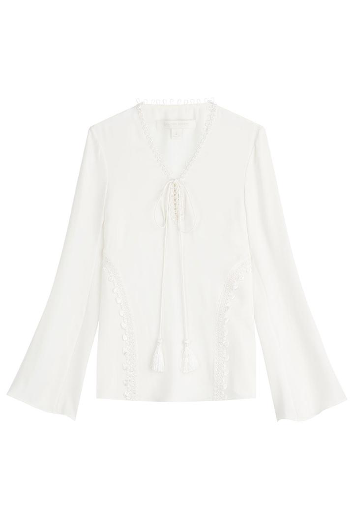 Jonathan Simkhai Jonathan Simkhai Embroidered Silk Blouse - White