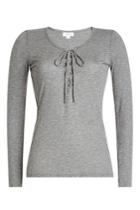 Velvet Velvet Cotton Top With Lace-up Front - Grey