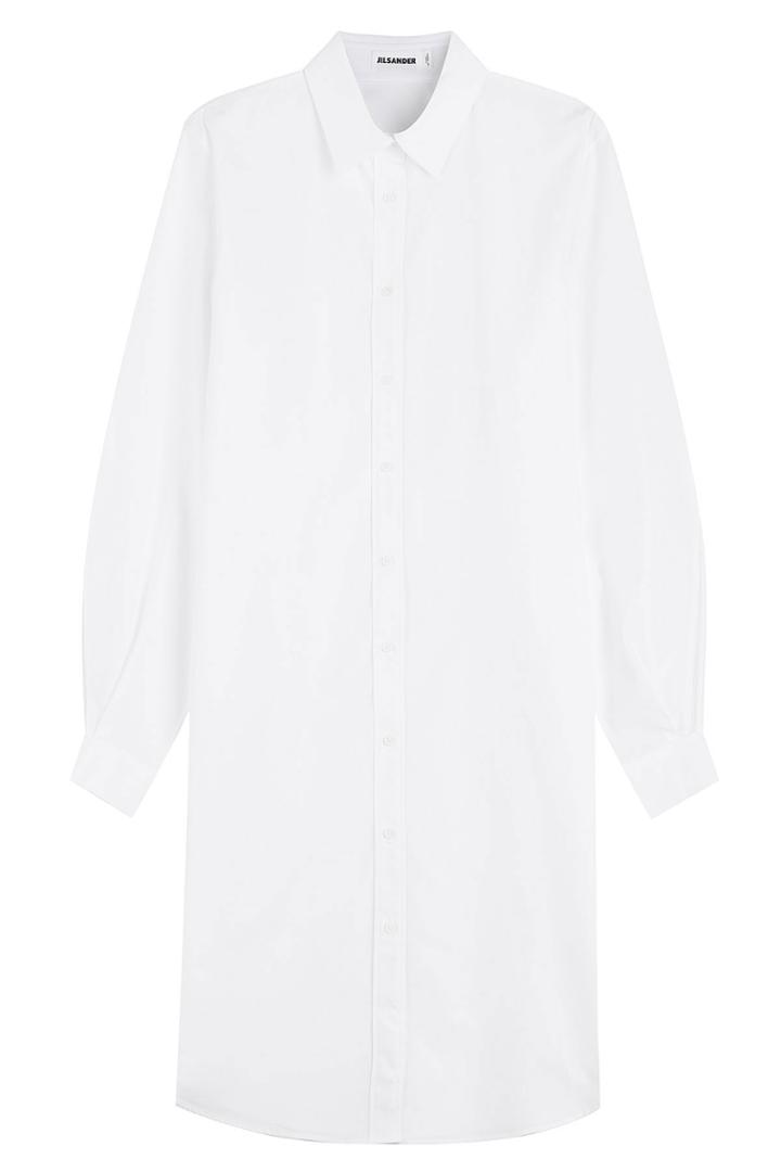 Jil Sander Jil Sander Cotton Shirt Dress With Cut-out Sleeves - White