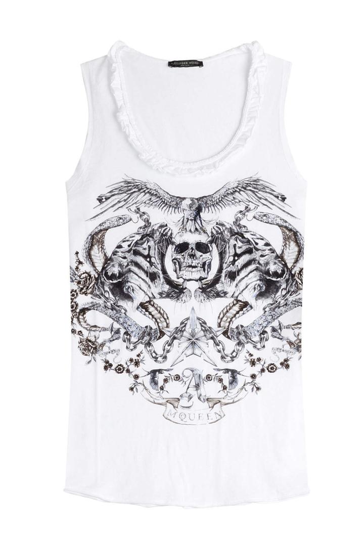 Alexander Mcqueen Alexander Mcqueen Printed Cotton Tank - White