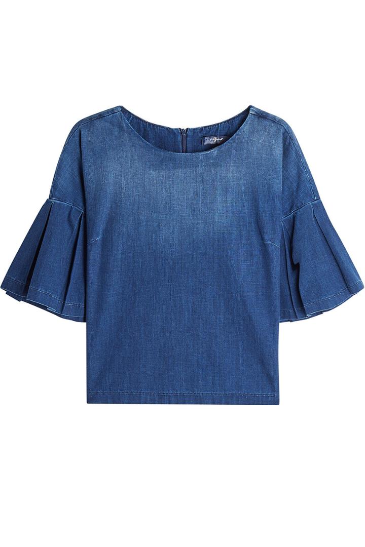 Seven For All Mankind Seven For All Mankind Denim Top With Flared Sleeves