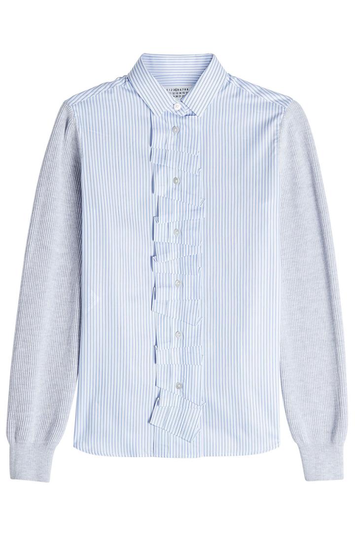 Maison Margiela Maison Margiela Striped Cotton Shirt With Knit Sleeves - Stripes