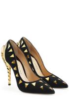 Paul Andrew Paul Andrew Suede Pumps With Metallic Gold Detail - Black