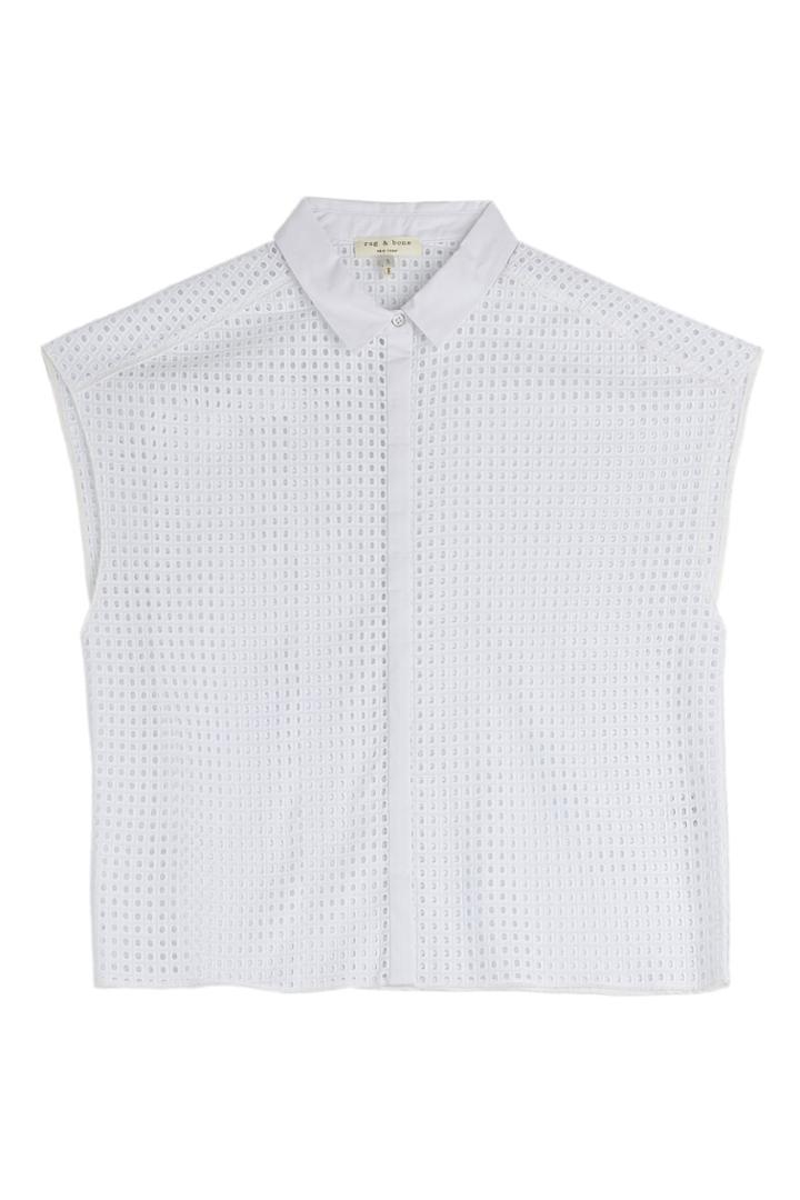 Rag & Bone Rag & Bone Cropped Cotton Eyelet Blouse