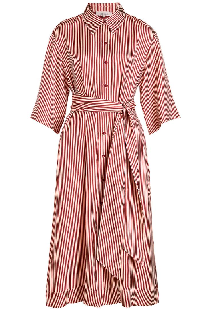 Diane Von Furstenberg Diane Von Furstenberg 3/4 Sleeve Belted Shirt Dress