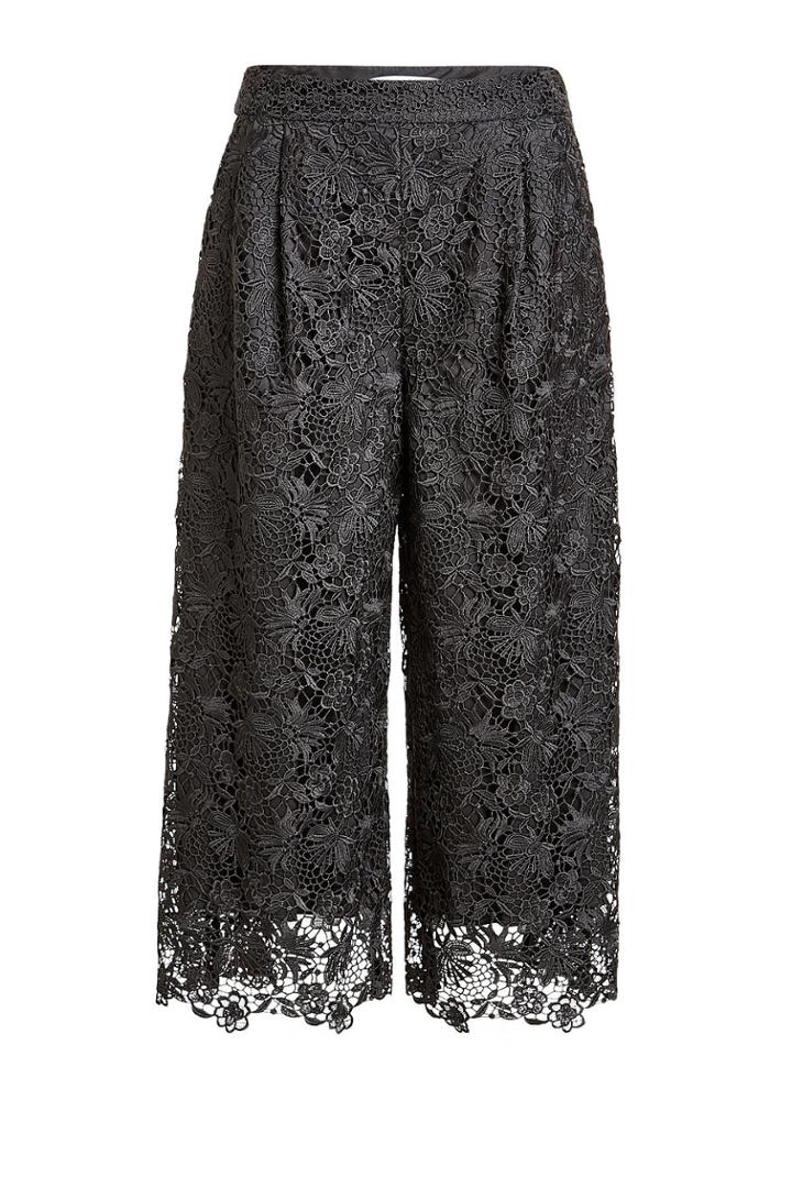 Diane Von Furstenberg Diane Von Furstenberg Cropped Lace Pants - Black