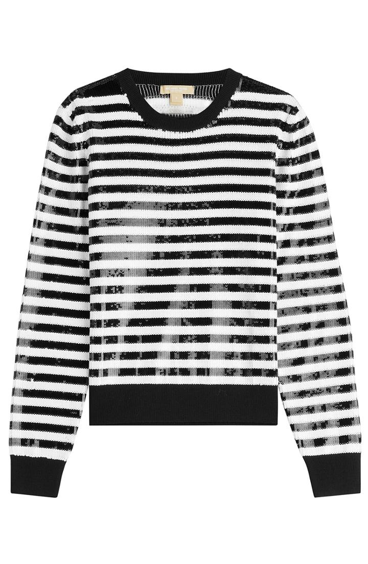 Michael Kors Striped Wool Pullover With Sequins