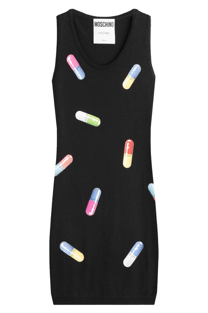 Moschino Moschino Printed Sweater Dress - Black