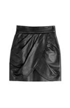 Balmain Draped Leather Skirt