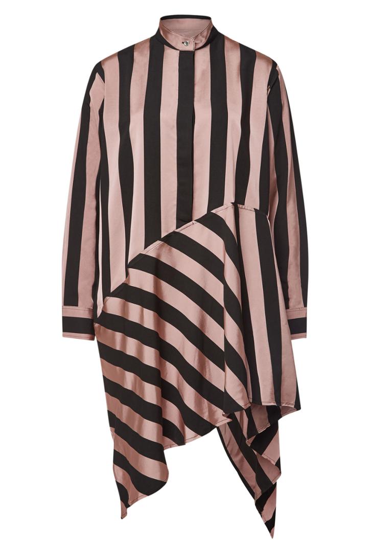 Marques' Almeida Marques' Almeida Striped Asymmetric Mini Dress With Silk
