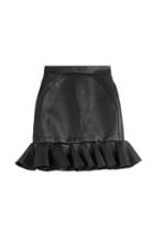 David Koma Leather Ruffle Hem Mini-skirt