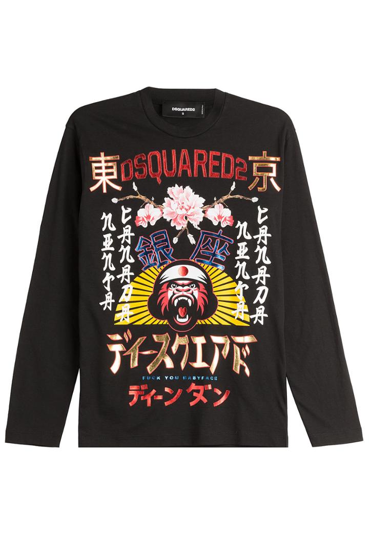 Dsquared2 Dsquared2 Printed Cotton Top - Black