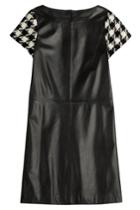 Boutique Moschino Boutique Moschino Leather Dress With Wool Sleeves - Black