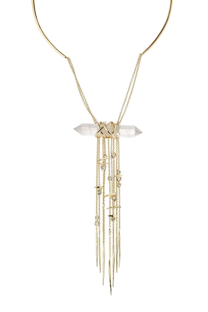 Alexis Bittar Alexis Bittar Collar Necklace With Crystal And Chain Pendant - Gold