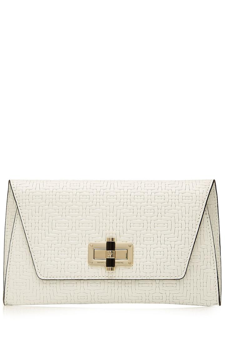 Diane Von Furstenberg Diane Von Furstenberg Textured Leather Clutch - White