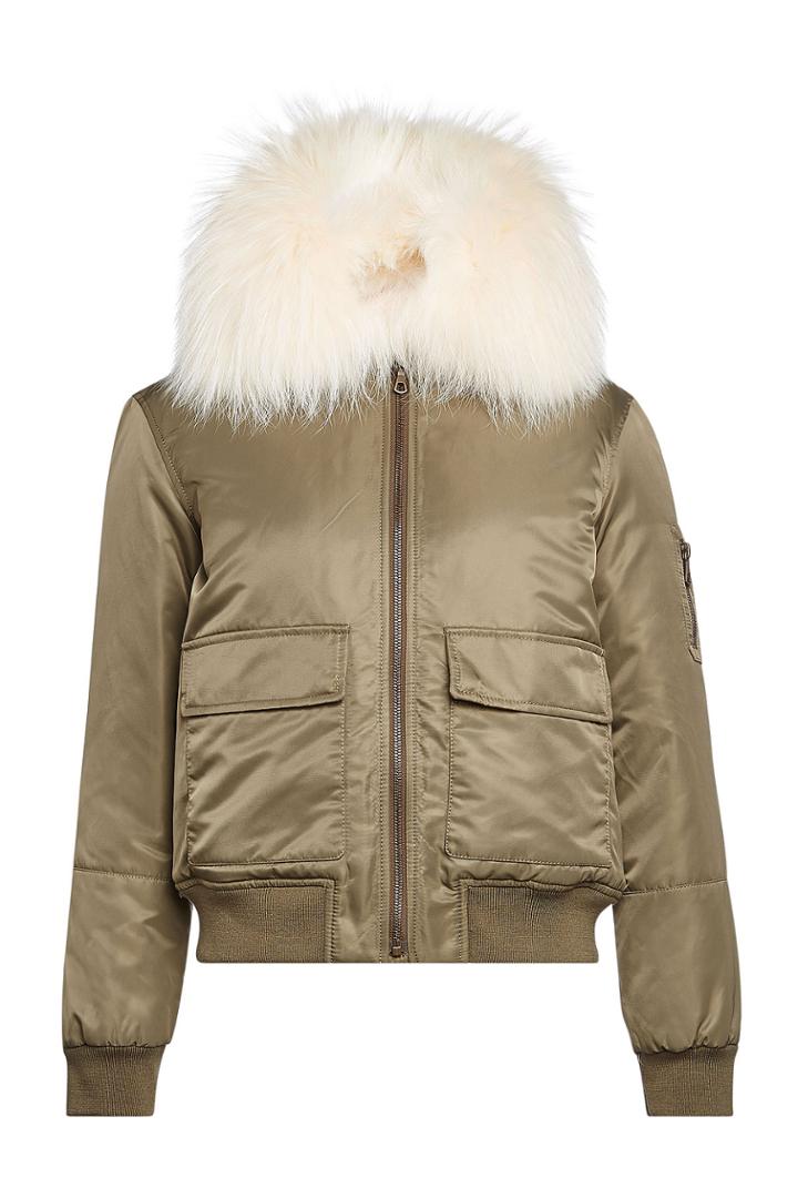 Yves Salomon Yves Salomon Satin Jacket With Fur Collar - Green