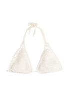 She Made Me She Made Me Crochet Triangle Bikini Top - Beige