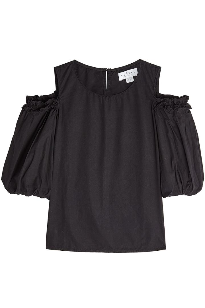 Velvet Velvet Cotton Top With Cold Shoulders
