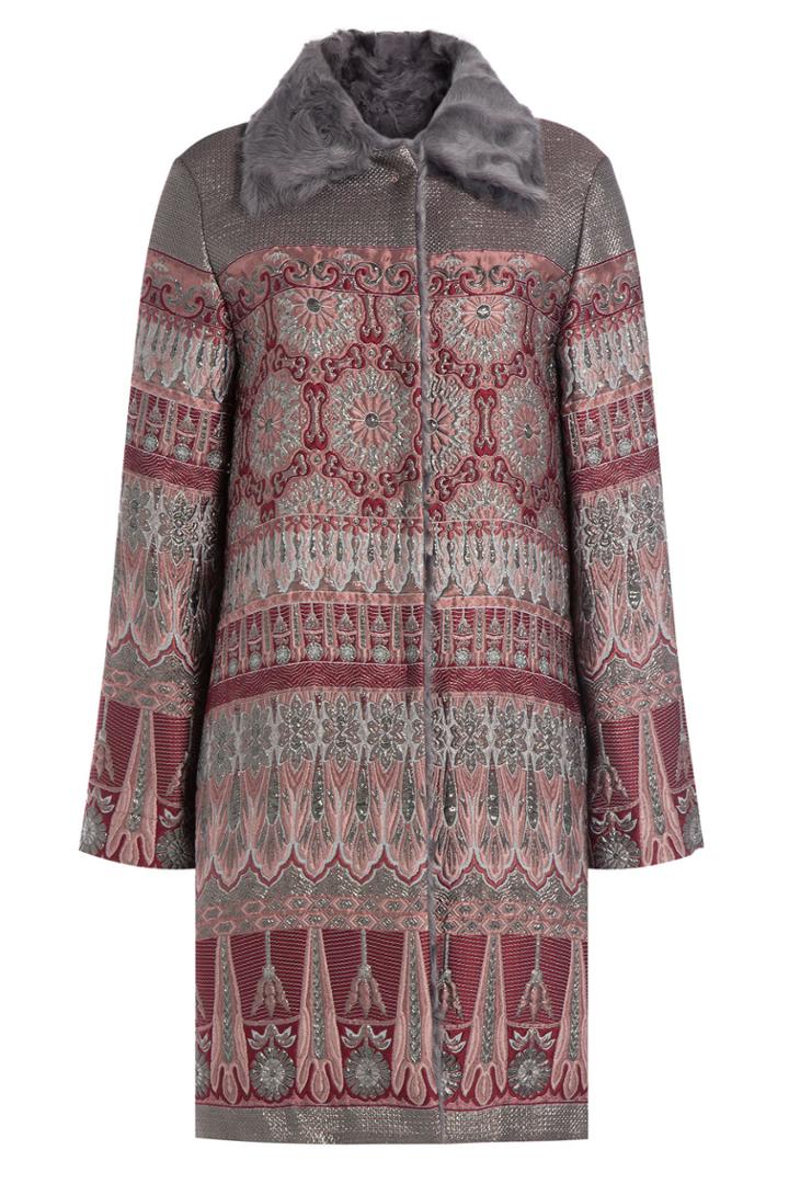 Alberta Ferretti Alberta Ferretti Jacquard Coat With Shearling Collar