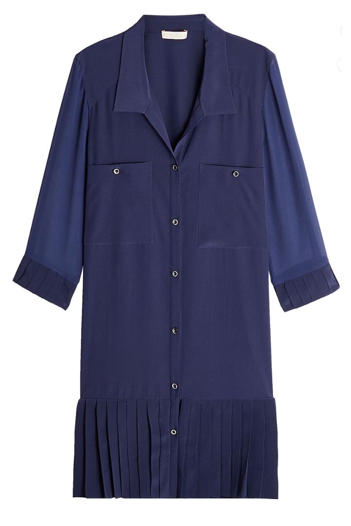 Nobi Talai Nobi Talai Silk Dress With Pleated Hem