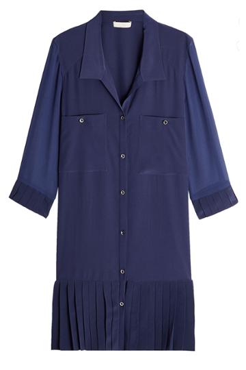 Nobi Talai Nobi Talai Silk Dress With Pleated Hem