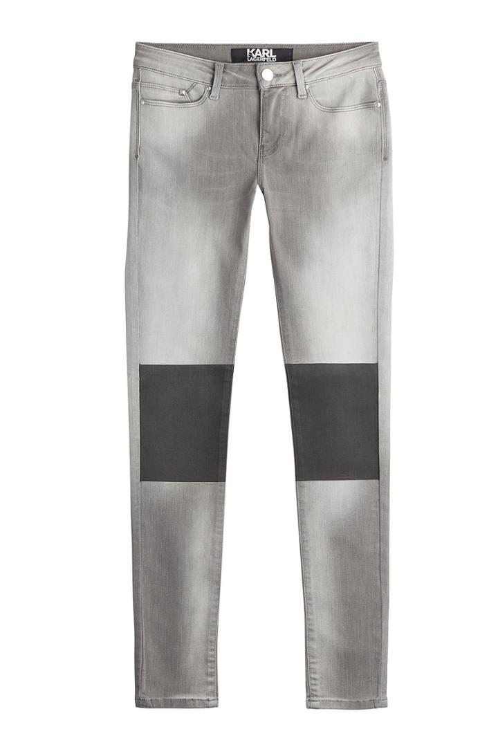 Karl Lagerfeld Karl Lagerfeld Skinny Jeans With Coated Knees - Grey