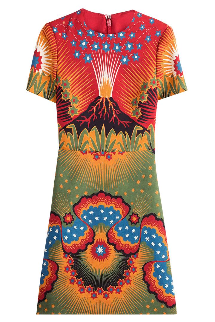 Valentino Valentino Volcano Virgin Wool Dress With Silk