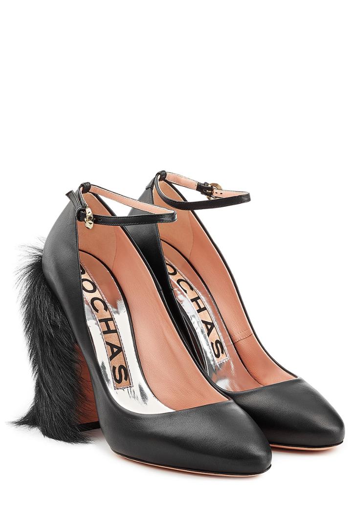 Rochas Rochas Fur-detailed Leather Pumps - Black