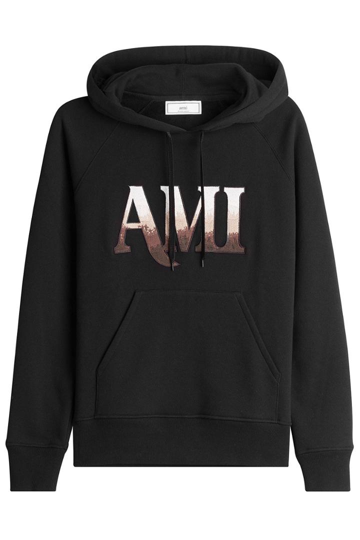 Ami Alexandre Mattiussi Ami Alexandre Mattiussi Logo Printed Cotton Hoody - Black